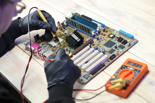 Substituição Sistema Refrigeração Chipset Placa Mãe Computador Mesa — Fotografia de Stock