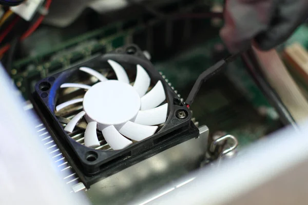 Removing Cpu Cooling Fan Old Computer Table — Stock Photo, Image
