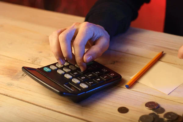 counting on a calculator by a person on a colored background