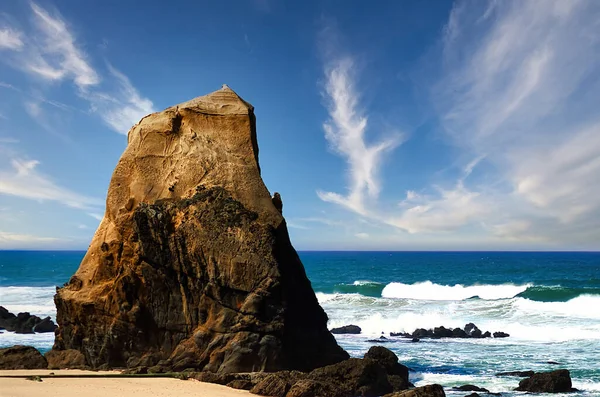 Seelandschaft Mit Einem Felsen Ozean Einem Windigen Tag — Stockfoto