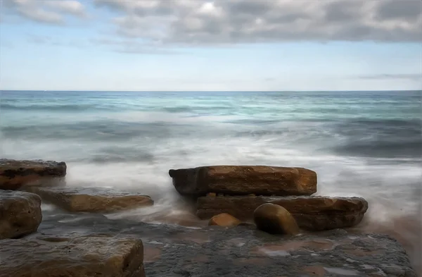 Θαλάσσιο Τοπίο Βράχια Στην Ακτή Του Ατλαντικού Ωκεανού — Φωτογραφία Αρχείου