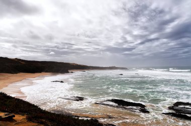 Dramatic stormy sky over the Atlantic Ocean, Portugal.