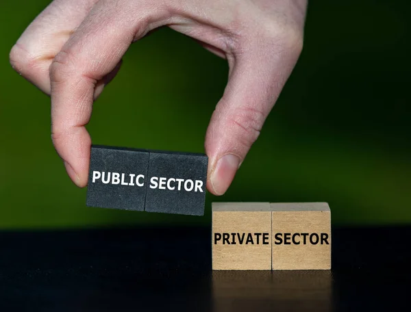 Hand selects cubes with the expression \'public sector\' instead of cubes with the text \'private sector\'.