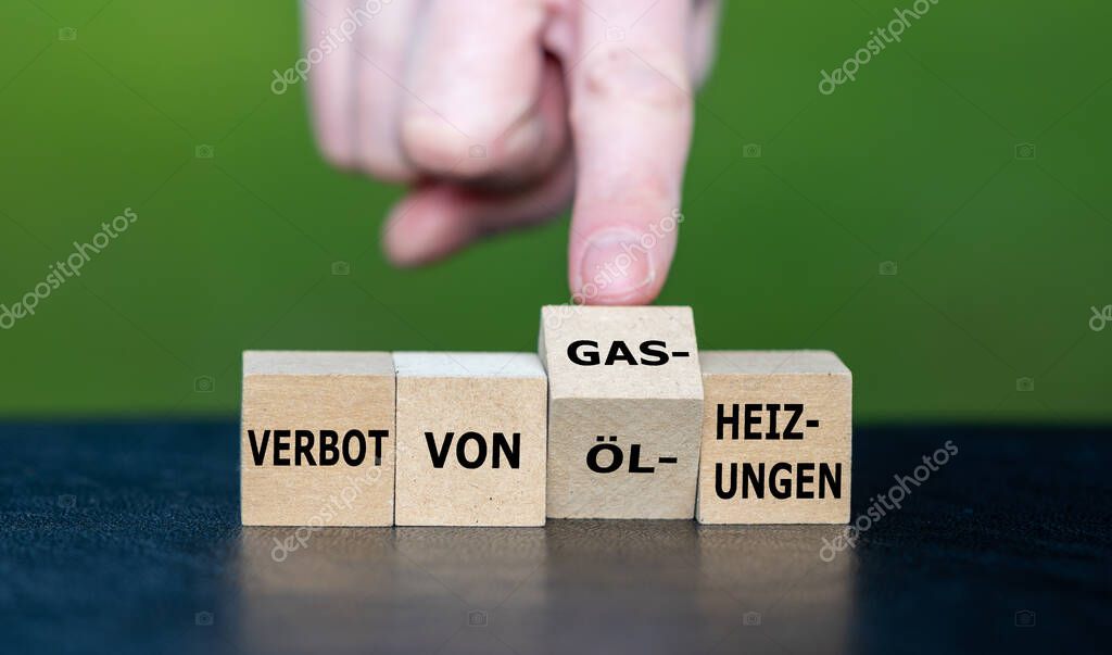 Symbol for the ban of oil and gas heating systems in Germany in the