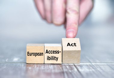 Cubes form the expression 'European Accessibility Act' as symbol for the new European law in 2025. clipart