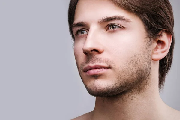 Retrato Homem Bonito Jovem Com Barba Restolho — Fotografia de Stock