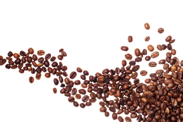 白を基調としたコピースペースのローストコーヒー豆の山 — ストック写真
