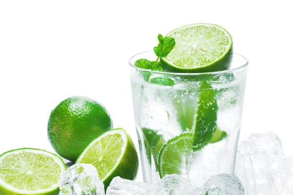 Glas Mojito Highball Cocktail Verfrissend Drankje Met Limoen Munt Witte — Stockfoto