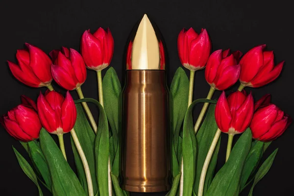 Pacifism Non Violence Movement Victory Day Big Bullet Bunch Red — Stock Photo, Image