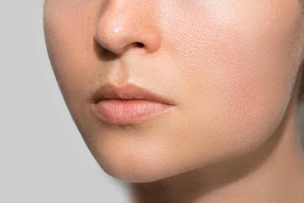 Close Natural Female Lips Makeup — Stok Foto