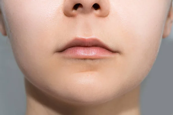 Nahaufnahme Natürlicher Weiblicher Lippen Ohne Make — Stockfoto