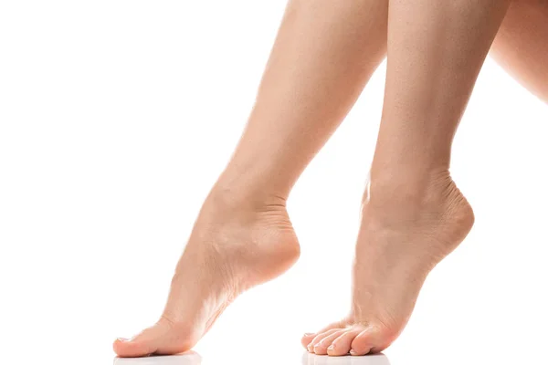 Tüylerini Aldırdıktan Sonra Yumuşak Ciltli Kadın Ayaklarına Yakın Çekim — Stok fotoğraf