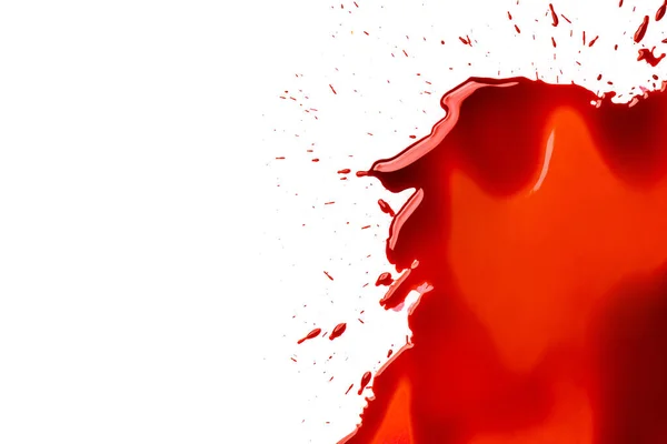 Kırmızı Boya Havuzu Beyaz Arka Planda Kan Gibi Görünüyor Grafiksel — Stok fotoğraf