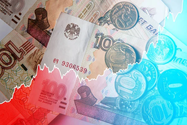 Gazdasági Növekedés Által Érintett Növekvő Orosz Rubel Árának Diagramja — Stock Fotó