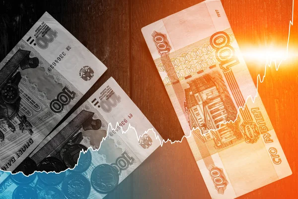 Grafiek Van Stijgende Russische Roebel Prijs Beïnvloed Door Economische Groei — Stockfoto