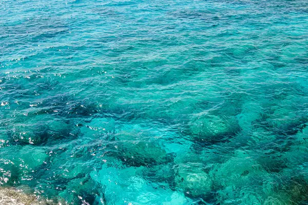 Surface Beautiful Turquoise Transparent Mediterranean Sea — Stock Photo, Image