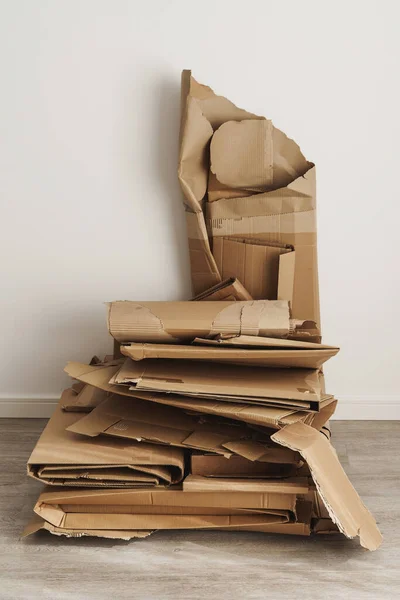 Stack Cardboard Waste Home Concepts Paper Recycling Waste Sorting — Stock Photo, Image