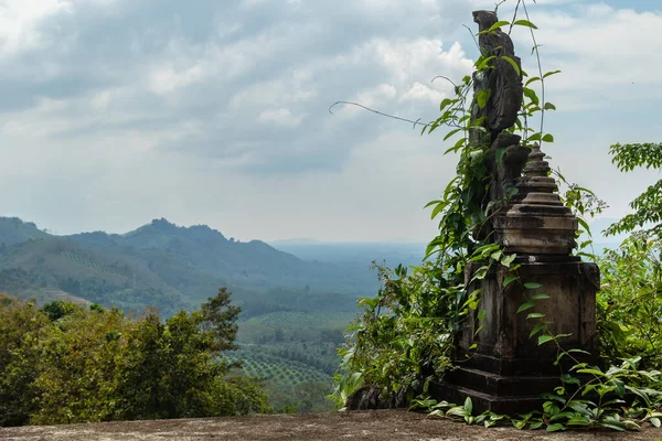Tayland Dağlarında Çevreleyen Yeşil Yapraklarla Kaplanmış Antik Kalıntılar — Stok fotoğraf