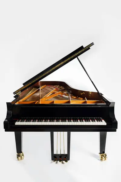Pianoforte Lusso Con Coperchio Aperto Sfondo Bianco — Foto Stock