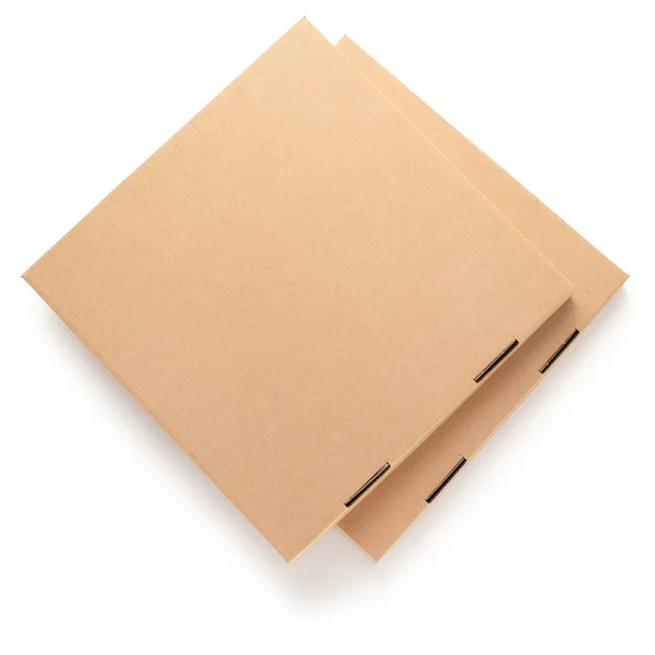 Две Закрытые Коробки Пиццы Белом Фоне — стоковое фото