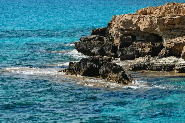 Fantastisk Kustutsikt Över Grottorna Och Havet Cape Greco Ayia Napa — Stockfoto