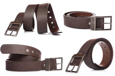 Metal Yumruklu Klasik Kahverengi Deri Kemerler.