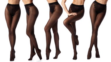 Beyaz Arkaplanda Siyah Külotlu Çorap Koleksiyonu.