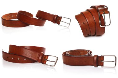 Metal Yumruklu Klasik Kahverengi Deri Kemerler.