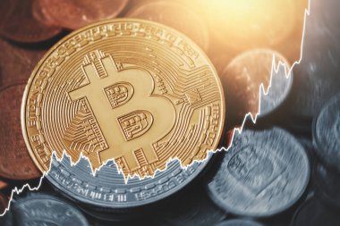 Yükselen Piyasa Çizelgesiyle Bitcoin Kripto Para Birimi.