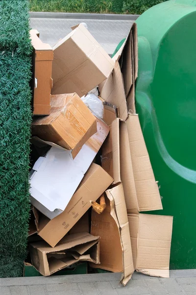 Pilha Papelão Está Classificando Para Reciclado Papelão Resíduos Papel São — Fotografia de Stock