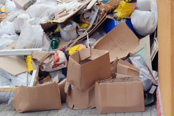 Śmieci Budowlane Remoncie Budynku Workach Banda Śmieci Wykorzystania Usuwanie Gruzu Obrazy Stockowe bez tantiem