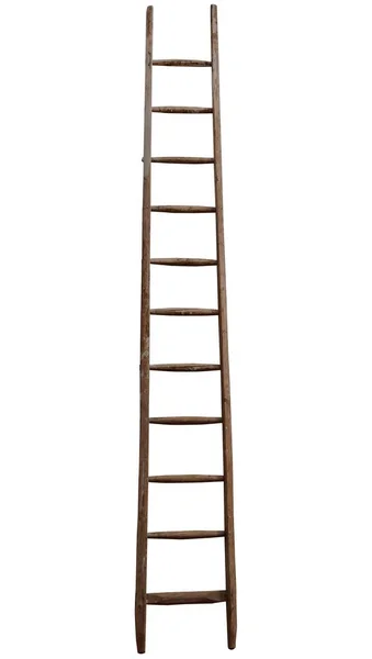 Escada Madeira Velha Frente Isolada — Fotografia de Stock
