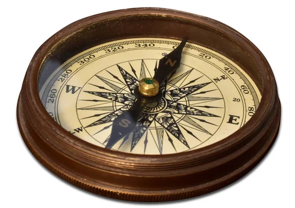 Vintage Tyska Kompass Isolerade Pekar Norrut Gamla — Stockfoto