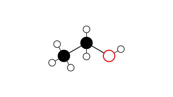 Etanol Molekula Szerkezeti Kémiai Képlet Labda Pálcikamodell Izolált Kép Etil — Stock Fotó