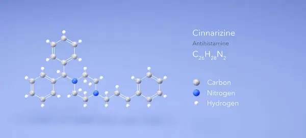 Cinnarizin Molekula Molekuláris Struktúrák Antihisztamin Modell Szerkezeti Kémiai Képlet Színkódolású — Stock Fotó