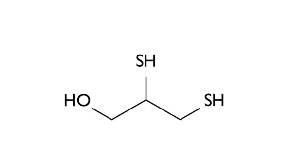 Dimercaprol Molekülü Yapısal Kimyasal Formül Top Sopa Modeli Izole Edilmiş — Stok fotoğraf