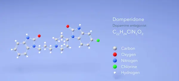 Molécula Domperidona Estruturas Moleculares Motilium Modelo Fórmula Química Estrutural Átomos — Fotografia de Stock