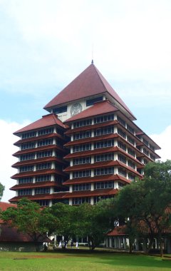 Depok, Indonesia - March 1, 2024: The  rectorate building of the University of Indonesia in West Java.           clipart