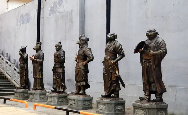 Stock image Magelang, Indonesia - August 2, 2024: Chinese Zodiac statue in front of Liong Hok Bio Temple.