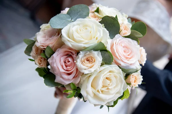 Delicate Wedding Bouquet Hands Bride Concept Event Agencie — Stock Photo, Image