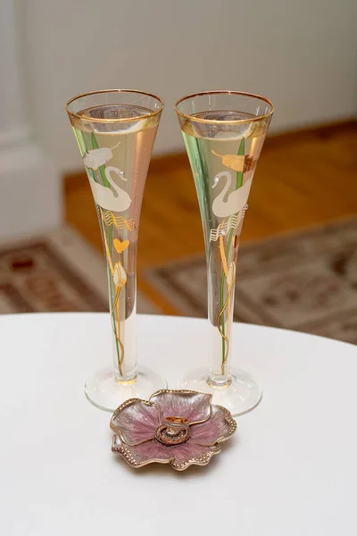 Келихи Весільній Церемонії Шампанським Ідея Event Агентстваcie Стокове Зображення