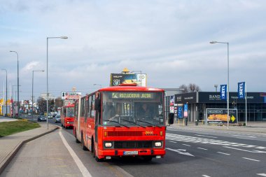 BRATISLAVA, SLOVAKIA - April 02, 2022. Bus Karosa B741 #2646 riding with passengers in the streets of Bratislava.