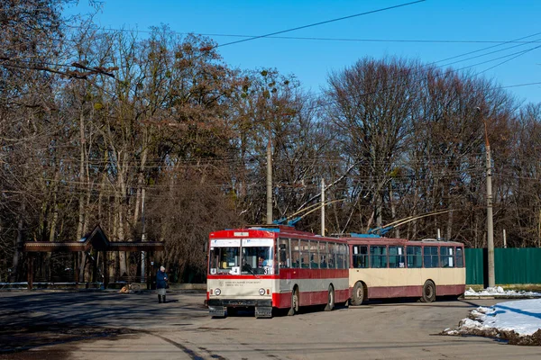 Chernivtsi Ukraine March 2023 Trolleybuses Skoda 14Tr 310 295 Riding — Foto de Stock