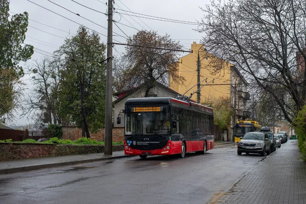 Chernivtsi Ukraine April 2023 Trolleybus Pts T12309 Akia 506 Rijden — Stockfoto