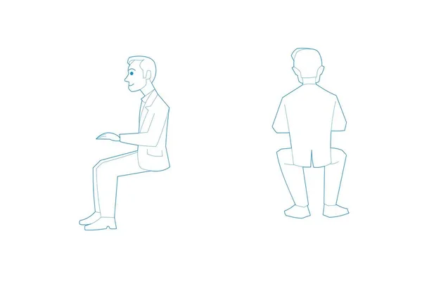 Sedí Muž Kancelářském Obleku Muž Sedí Profilu Zezadu — Stockový vektor