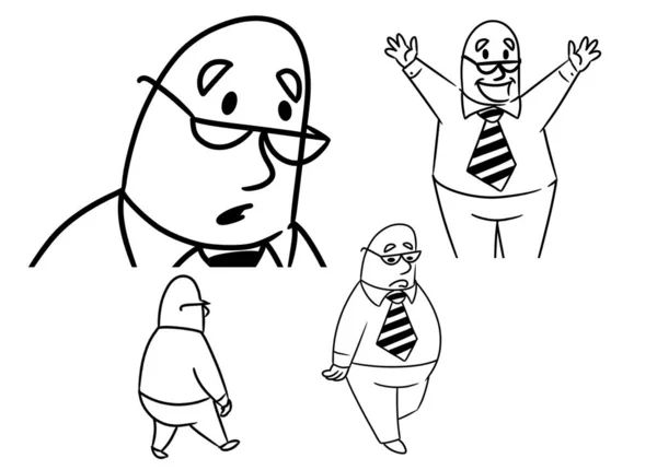 Homem Dos Desenhos Animados Careca Com Óculos Gerente Recursos Humanos — Fotografia de Stock