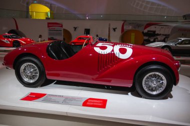 Modena, İtalya - 23 Ağustos 2023 Ferrari 125 spor Enzo Ferrari Müzesi 'nde sergilendi