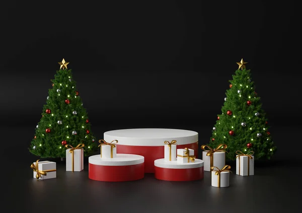 圣诞套件和讲台 3D插图 — 图库照片
