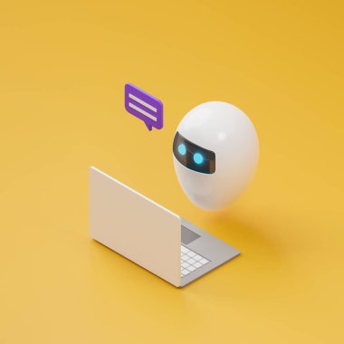 AI chatbot assistant, automatic reply message, 3d illustration