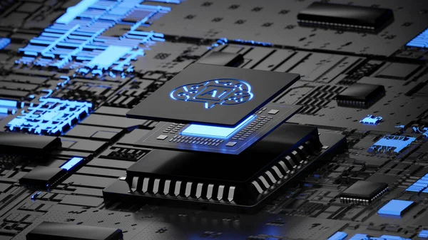 Isometrische Kunstmatige Intelligentie Processor Chip Slimme Microchip Illustratie — Stockfoto